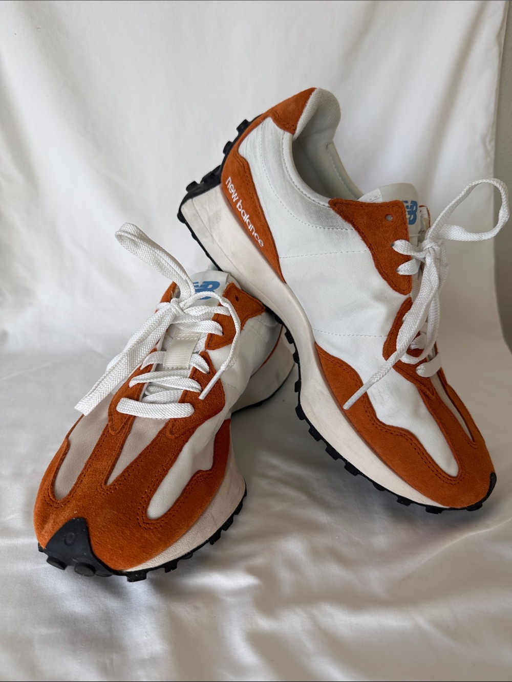 New Balance Men's White & Rust Suede Casual Sneakers